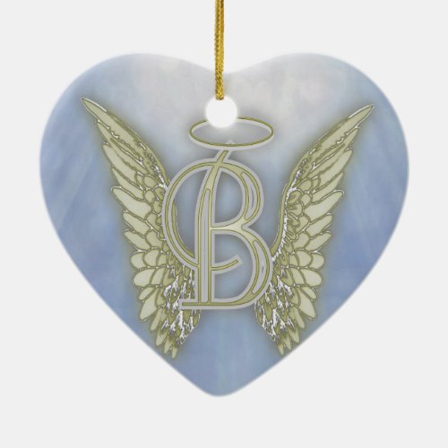 Letter B Angel Monogram Ceramic Ornament