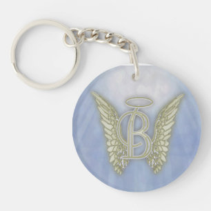 Letter B Angel Monogram Keychain