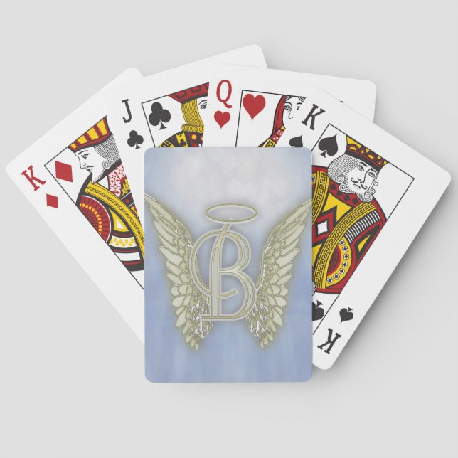 Letter B Angel Monogram Poker Cards (Back)