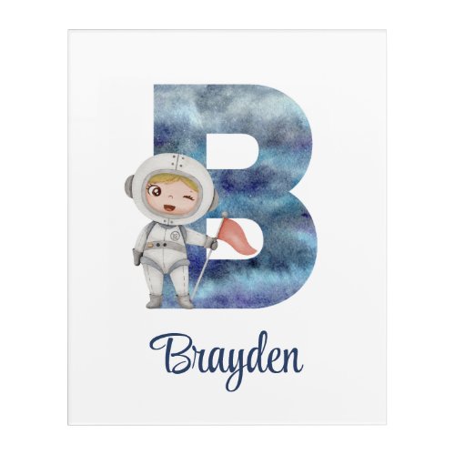 Letter B Astronaut Acrylic Wall Art