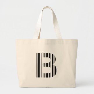 LETTER B BAR CODE First Initial Barcode Pattern Large Tote Bag