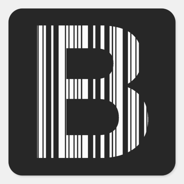 LETTER B BAR CODE First Initial Barcode Pattern Square Sticker (Front)