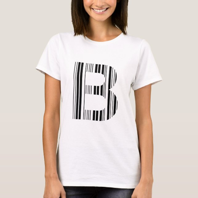 LETTER B BAR CODE First Initial Barcode Pattern T-Shirt (Front)