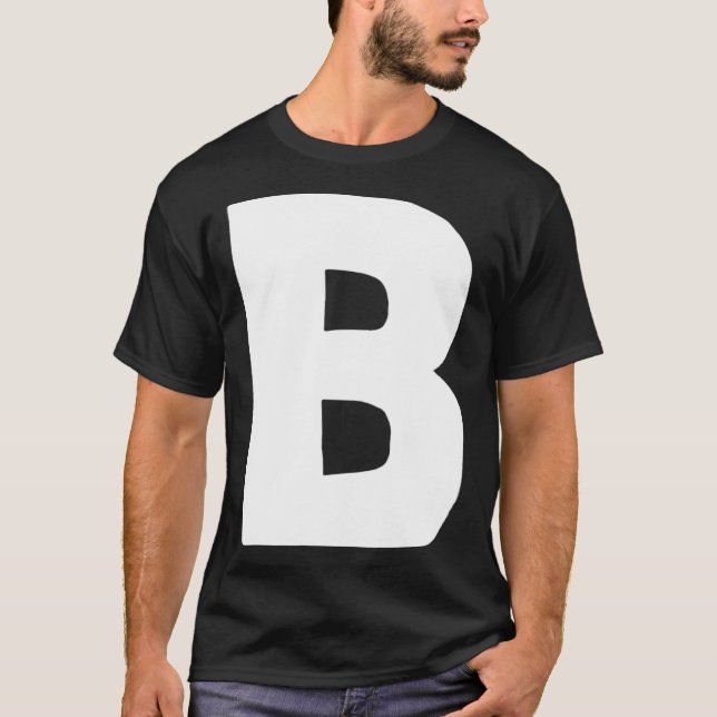 Letter B big and bold white T-Shirt (Front)