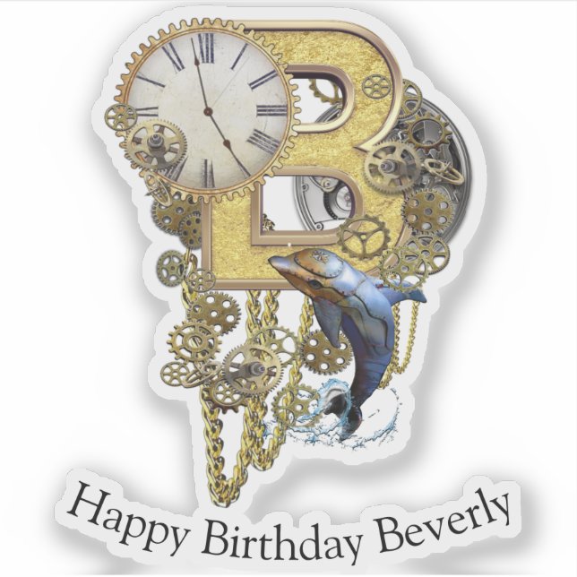 Letter B Birthday customizable Sticker (Front)