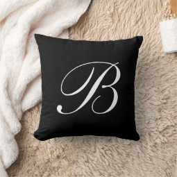 Letter B Black Monogram Pillow | Zazzle