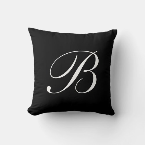 Letter B Black Monogram Pillow