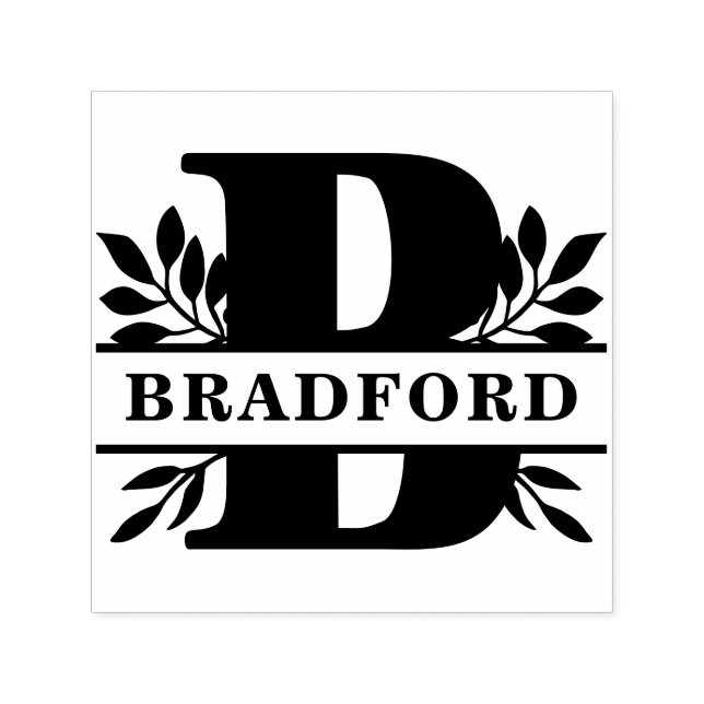 Letter B Classic Foliage Family Name Monogram Self-inking Stamp (Design)