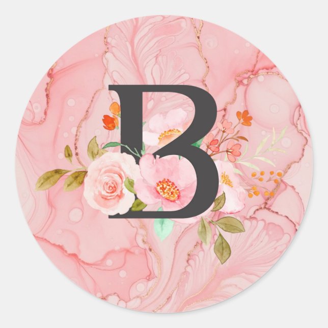 Letter B Classic Round Sticker (Front)
