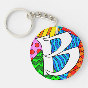 Letter B colorful doodles Keychain