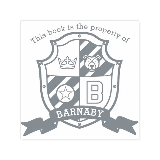 Letter B Crest Custom Name Bear Kids Library Stamp | Zazzle.com