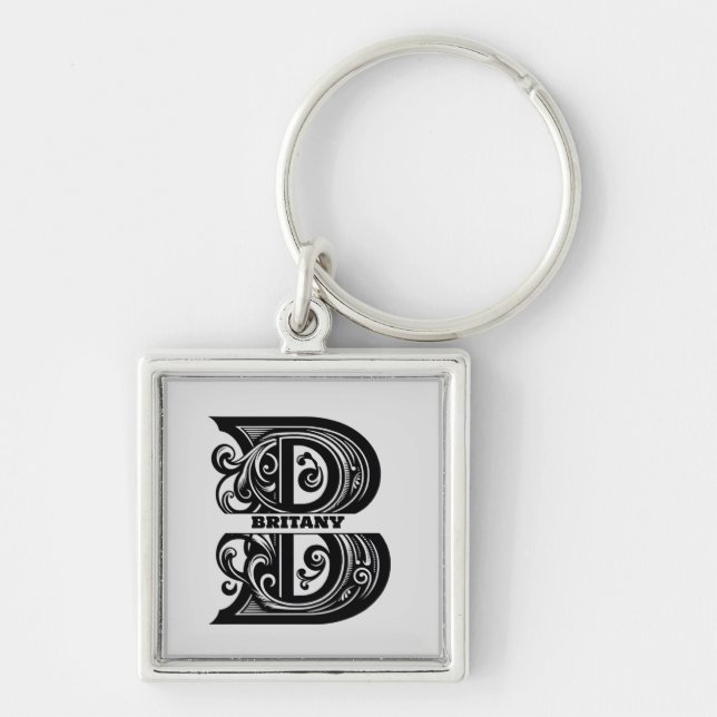Letter B Custom Monogram Keychain (Front)