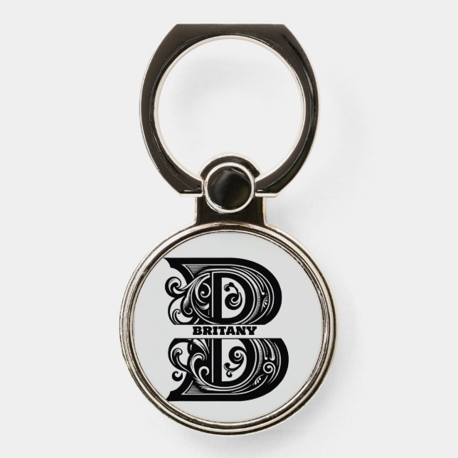Letter B Custom Monogram Phone Ring Stand (Front)