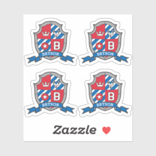 Letter B custom name Bryson wolf dog knights crest Sticker