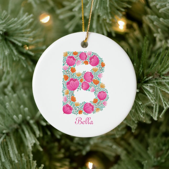 letter B customized ceramic ornament  (Tree)