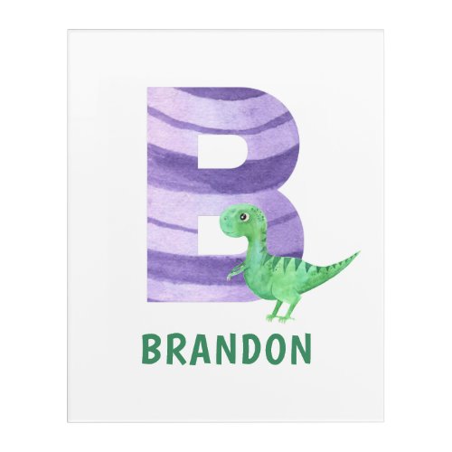 Letter B Dinosaur Nursery Acrylic Art 