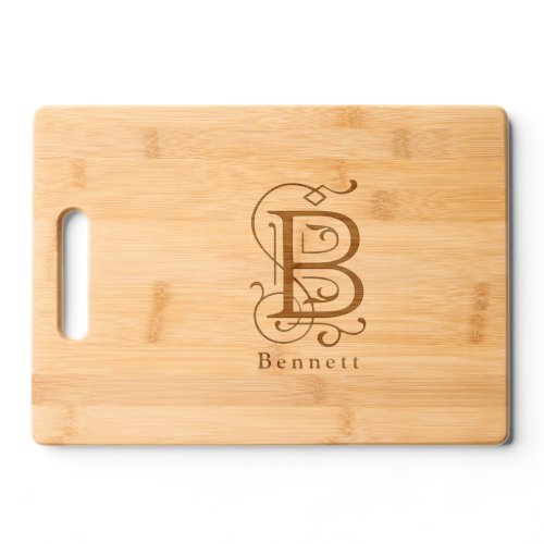 Letter B Elegant Monogram Personalized Name Cutting Board