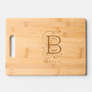 Letter B Elegant Monogram Personalized Name Engraved Cutting Board