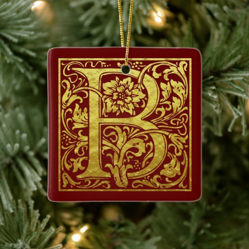 Letter B First Letter Faux Gold Ceramic Ornament
