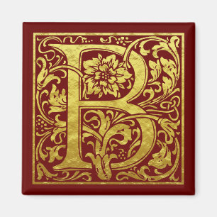 Letter B First Letter Faux Gold Magnet