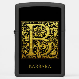 Letter B First Letter Gold and Black Zippo Lighter