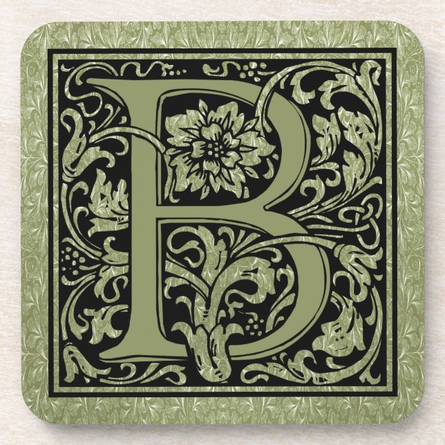 Letter B First Letter Monogram Beverage Coaster (Front)