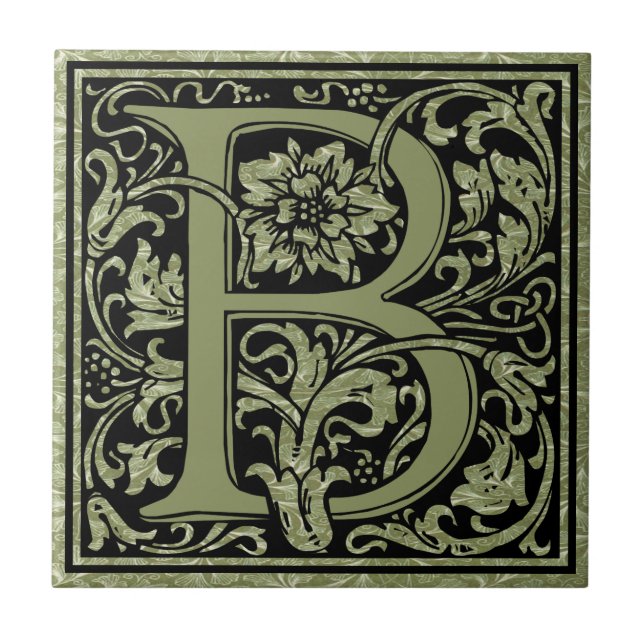 Letter B First Letter Monogram Ceramic Tile (Front)