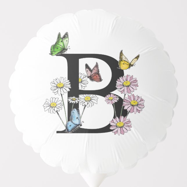Letter B Floral Butterfly Monogram Initial    Balloon (Front)