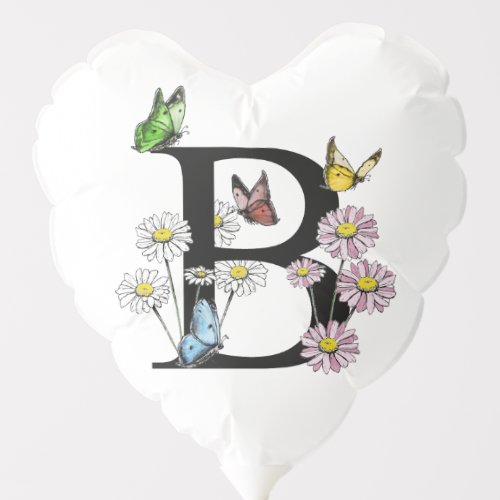 Letter B Floral Butterfly Monogram Initial    Balloon
