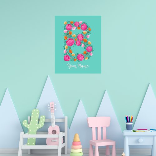 letter B floral wall art