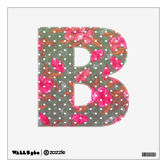 Letter B   Floral with Polka Dot Wall Decal