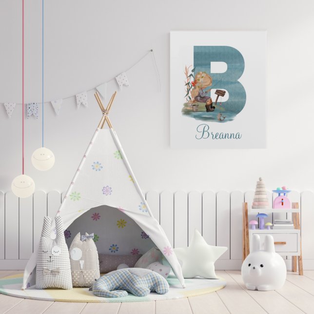Letter B Girl Fishing Acrylic Art  (Creator Uploaded)