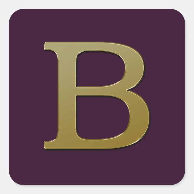 Letter B Gold Square Sticker (Front)