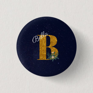 Letter B Golden monogram Button