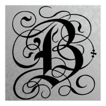 Letter B, Gothic Monogram Black
