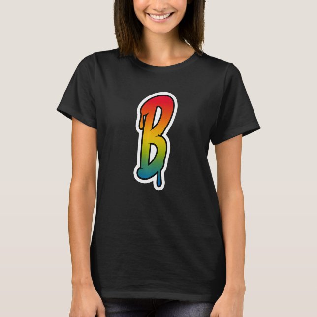 Letter B Graffiti Lettering Alphabet Monogram Init T-Shirt (Front)