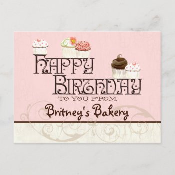 Letter B Happy Birthday Cupcake Business Postcard by AudreyJeanne at Zazzle