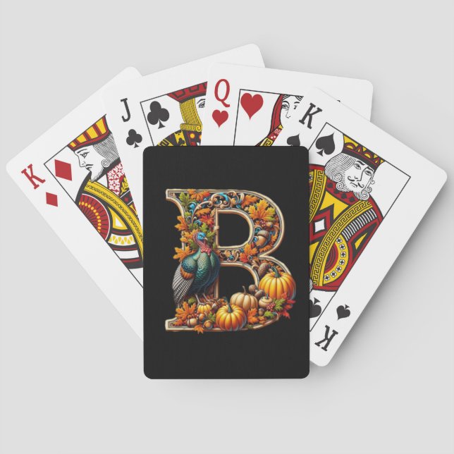 Letter B in Thanksgiving style Poker Cards (Back)