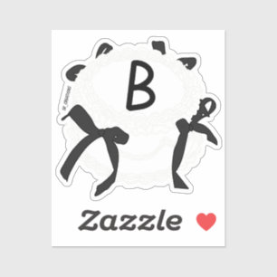 Letter B Initial Black And White Bow Vintage Cake  Sticker