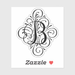 Letter B Initial Elegant Flourish Monogram Sticker | Zazzle