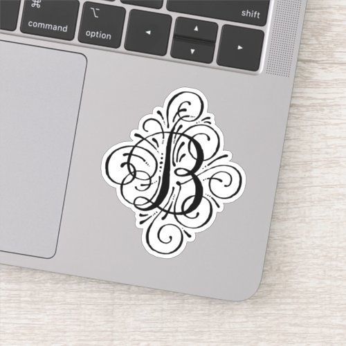 Letter B Initial Elegant Flourish Monogram Sticker