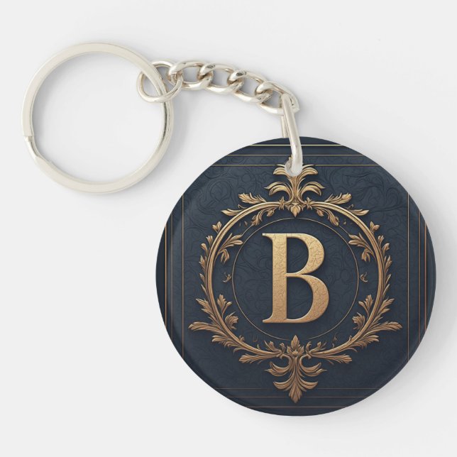 ⚜️ Letter B Initial Gift For Men 🔑 Keychain (Front)