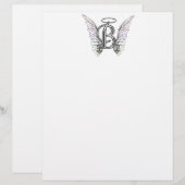 Letter B Initial Monogram with Angel Wings & Halo (Front/Back)