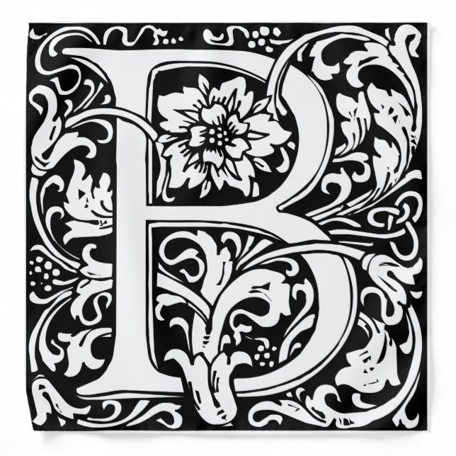 Letter B Medieval Monogram Art Nouveau Bandana (Front)