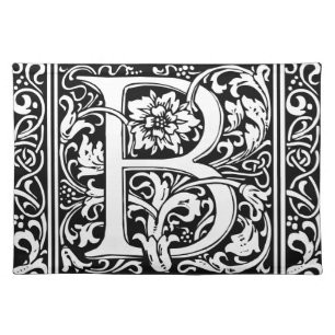 Letter B Medieval Monogram Art Nouveau Cloth Placemat