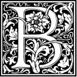 Letter B Medieval Monogram Art Nouveau Cutout<br><div class="desc">This initial B is part of a complete series of upper case William Morris inspired typography initials. The black and white lettering is highly decorative, styled after the fancy typography of the middle ages. Cute and trendy, this is a vintage chic monogram B - letter B- swirly B . Customize...</div>