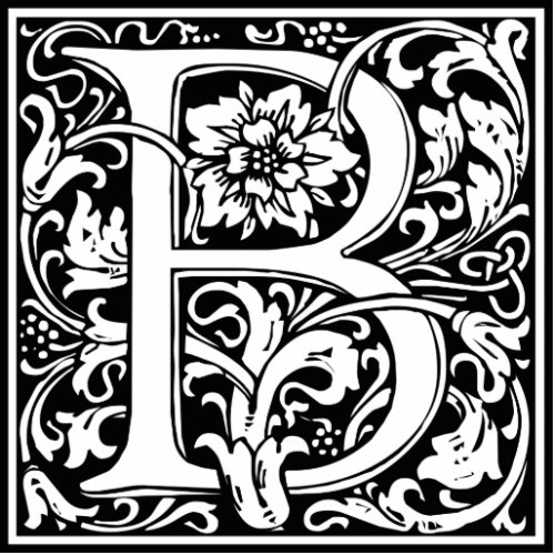 Letter B Medieval Monogram Art Nouveau Cutout
