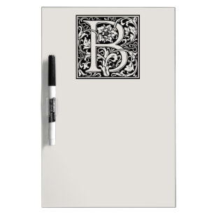 Letter B Medieval Monogram Art Nouveau Dry Erase Board