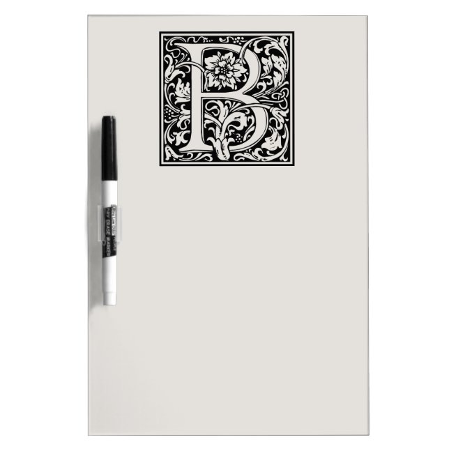 Letter B Medieval Monogram Art Nouveau Dry Erase Board (Front)