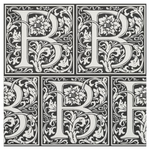 Letter B Medieval Monogram Art Nouveau Fabric